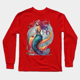 Colourful Mermaid Rose Long Sleeve T-Shirt